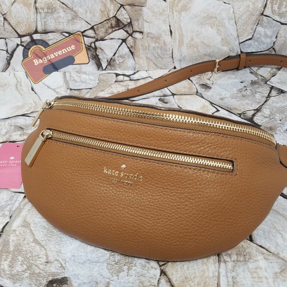 #bagsavenue Leila Belt Bag Warm Gingerbread Pebbled Leather Fanny Kate Spade - Picture 9 of 15